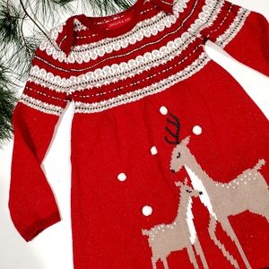 Jingles & Joy Long Sleeve Red Knit Sweater Dress Winter Holiday Theme Size M 5/6